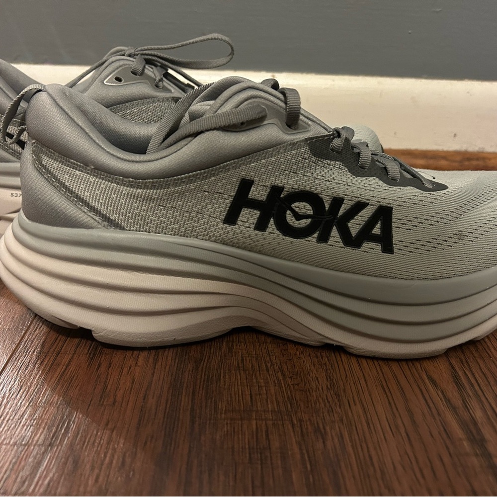 Hoka Bondi 8 Light Gray Athletic Sneakers